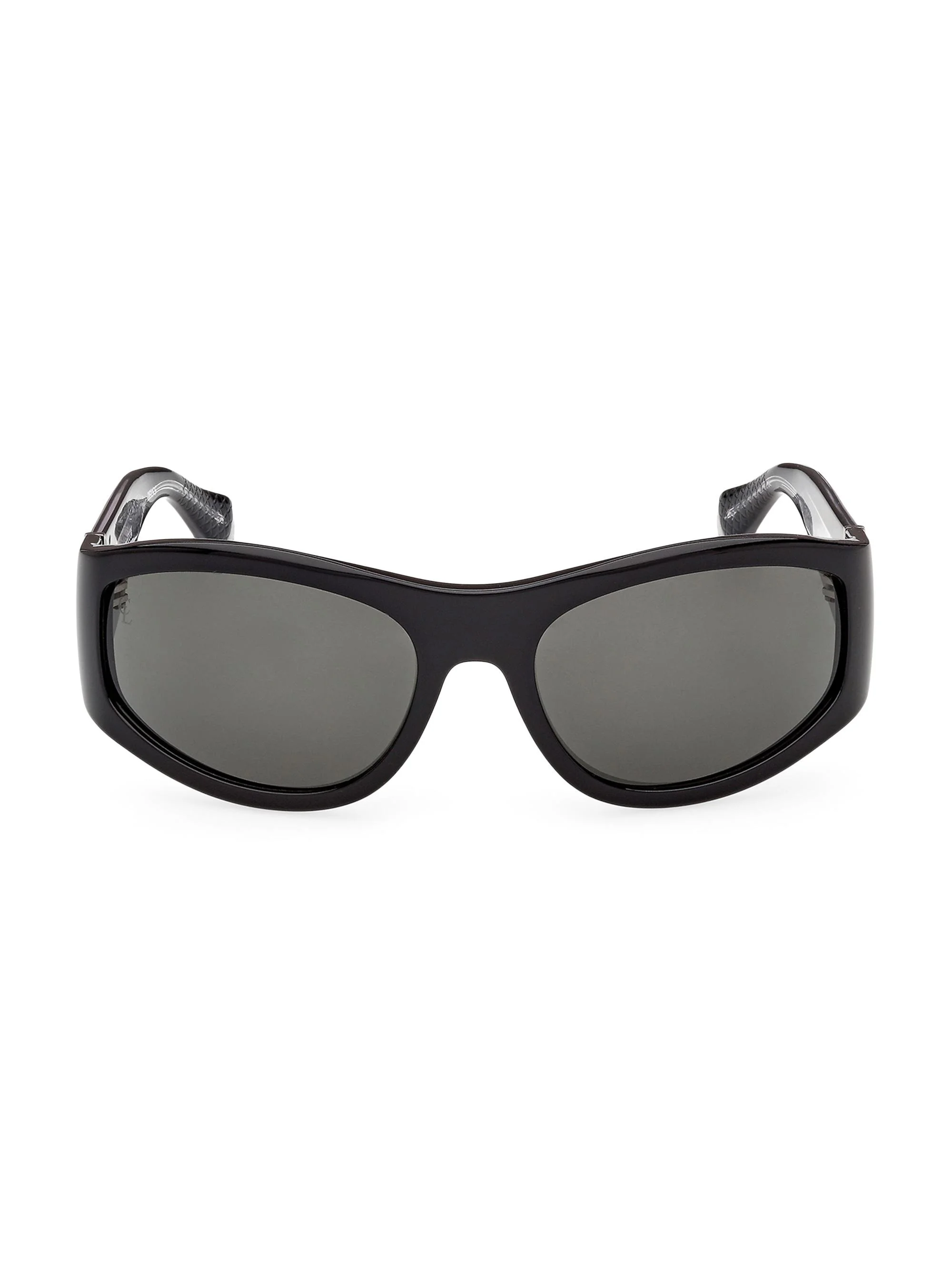 Men's 60MM Oval Sunglasses - Black Smoke - 1