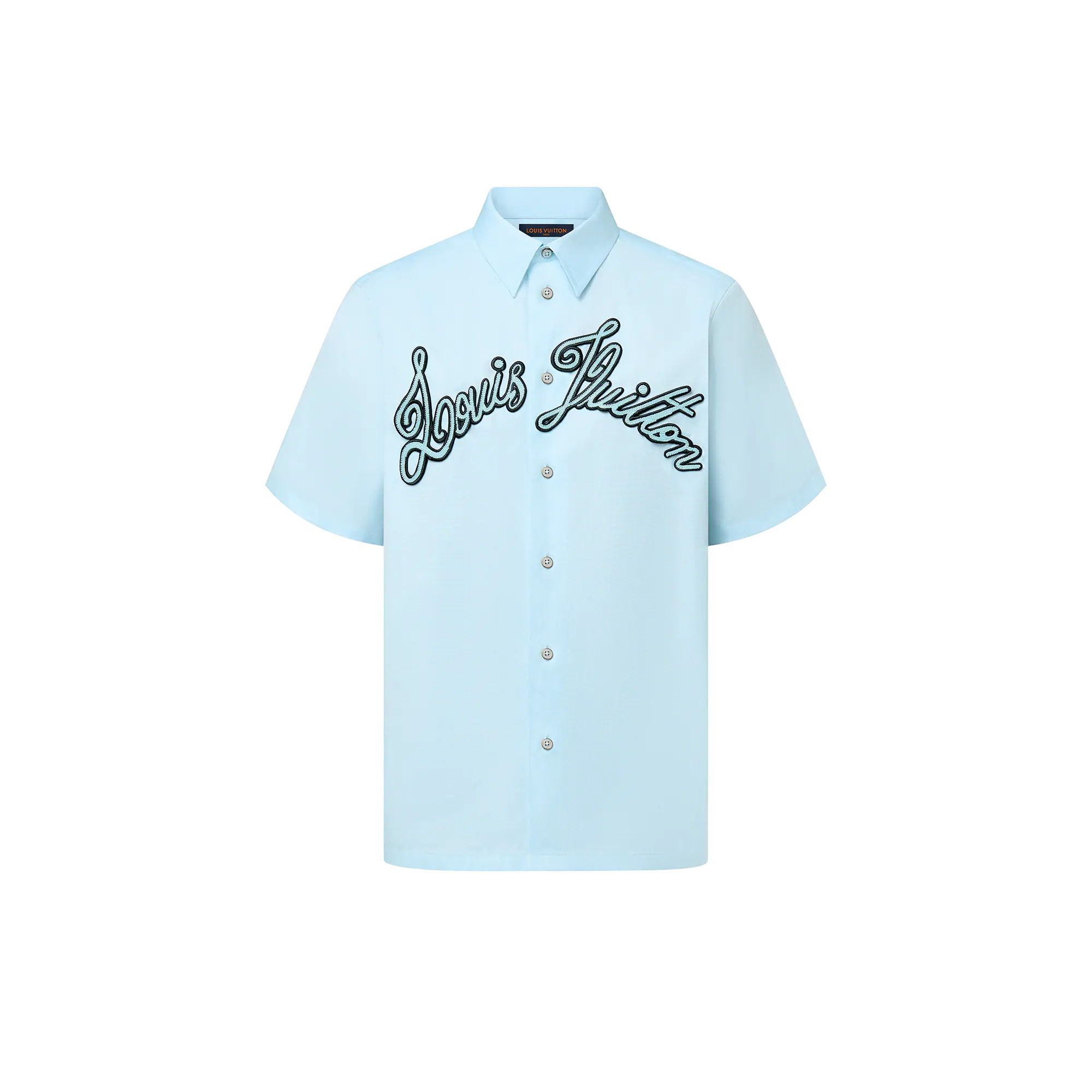Embroidered Short-Sleeved Cotton Shirt - 1