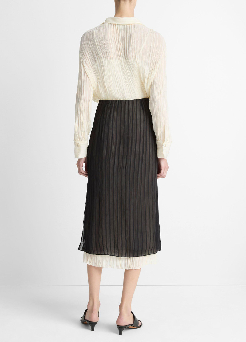 Vince Crushed Stripe Layered Skirt outlook