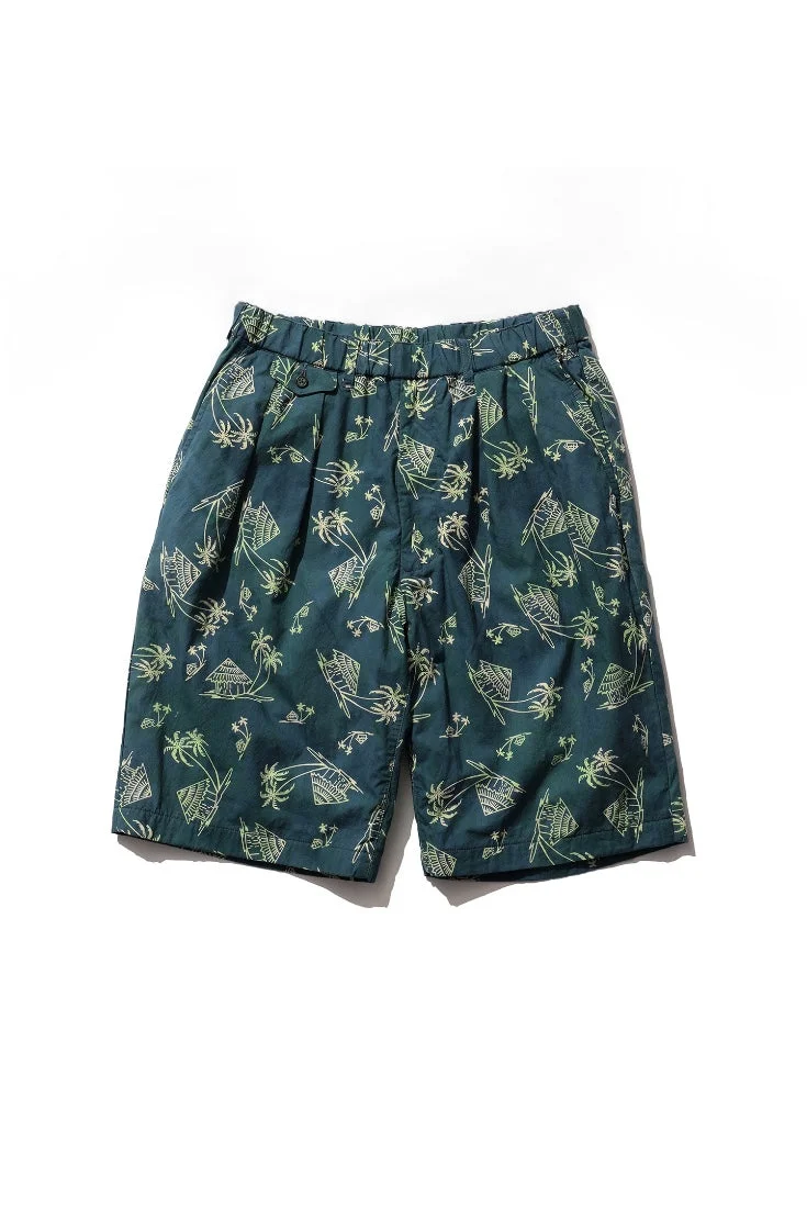 2 Pleats Relax Shorts - Green - 1
