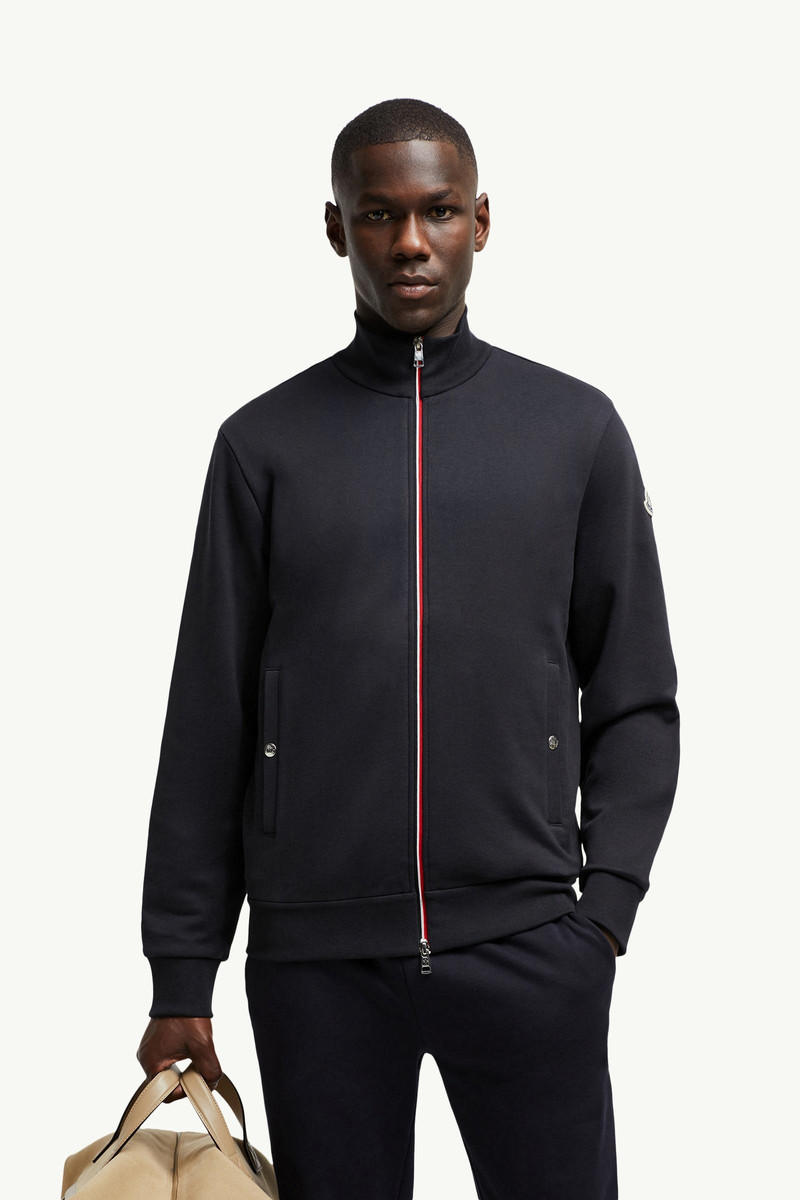 Moncler Tricolor-Trimmed Cotton Zip-Up Sweatshirt outlook
