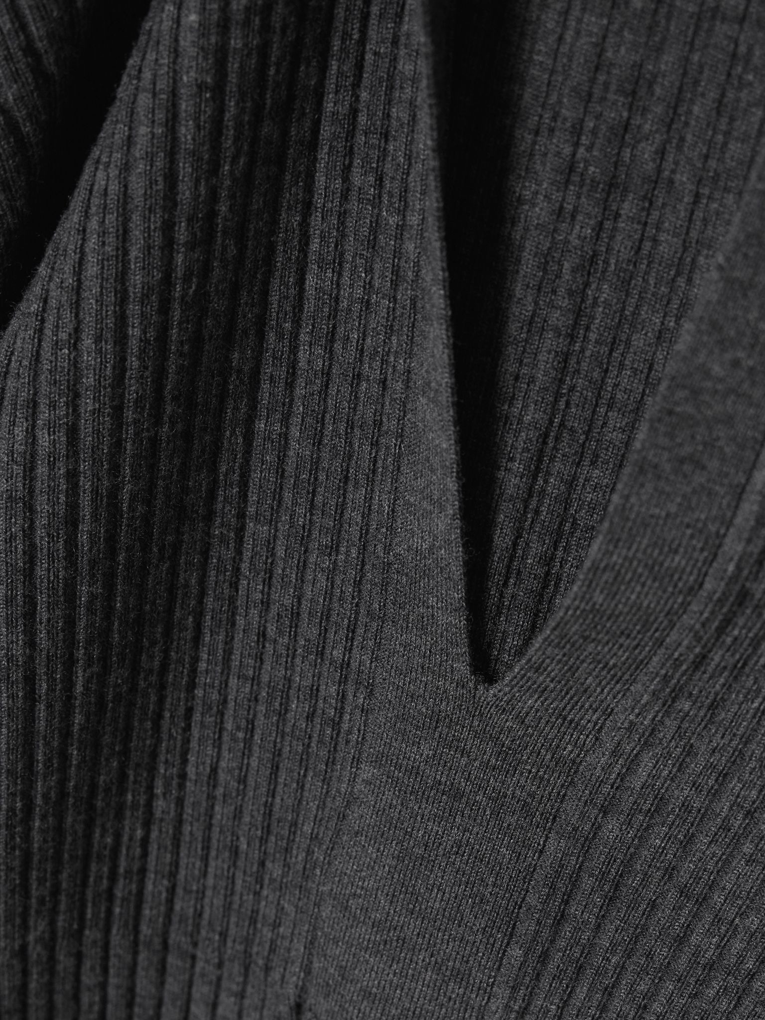 Ribbed merino wool-blend polo top Charcoal - 4