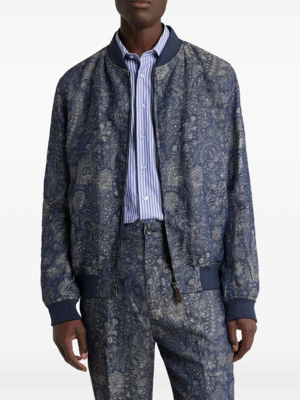 jacquard paisley bomber jacket - 1