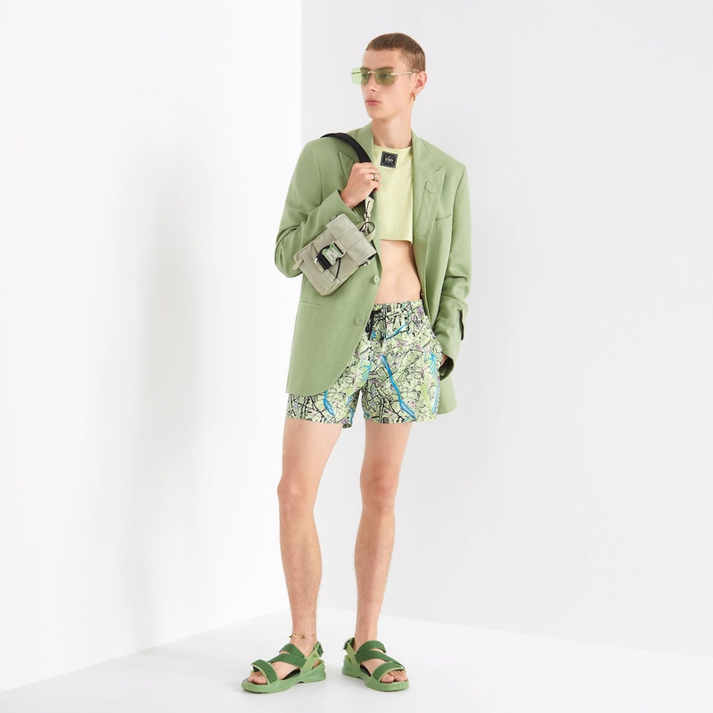 FENDI Green fabric sandals outlook