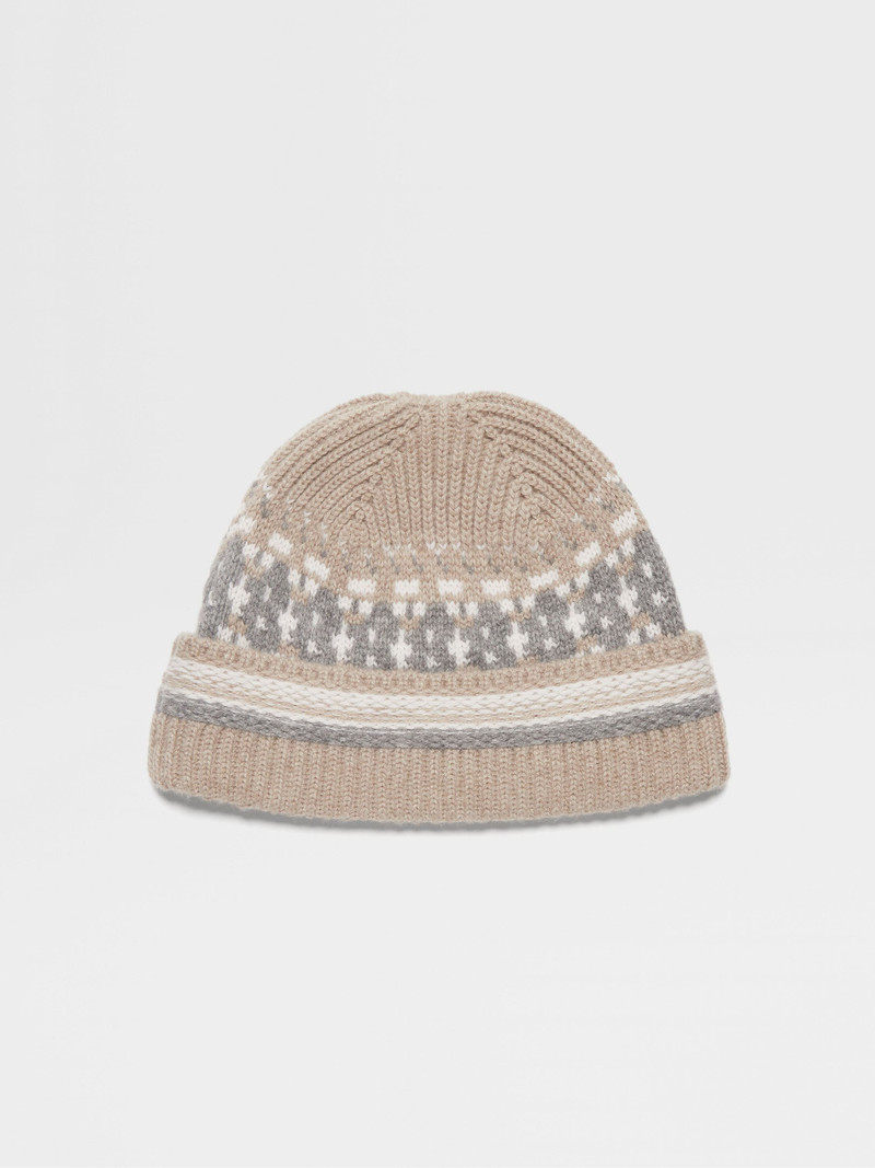LIGHT TAUPE OASI CASHMERE BEANIE 1