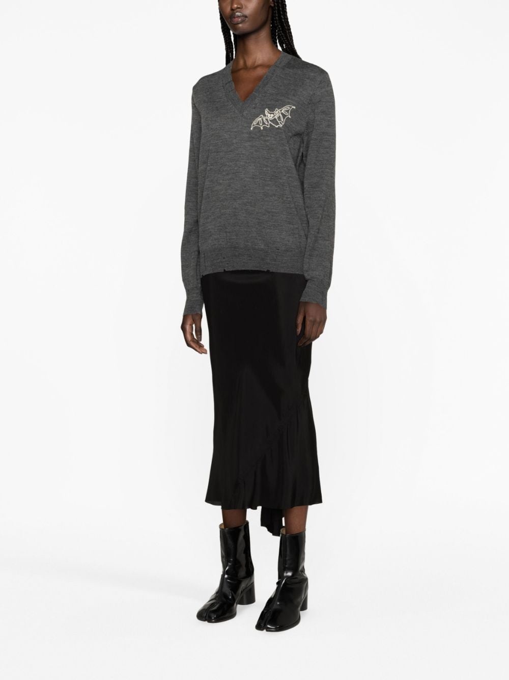 bat-print wool jumper - 3