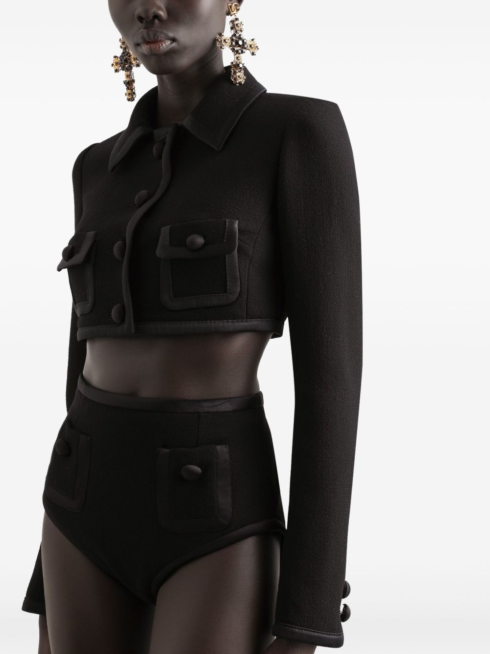 button-up cropped jacket - 5