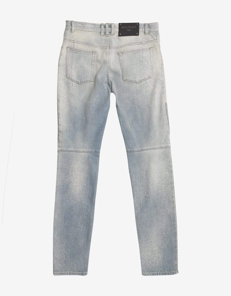 Balmain Balmain Light Blue Faded Biker Jeans outlook