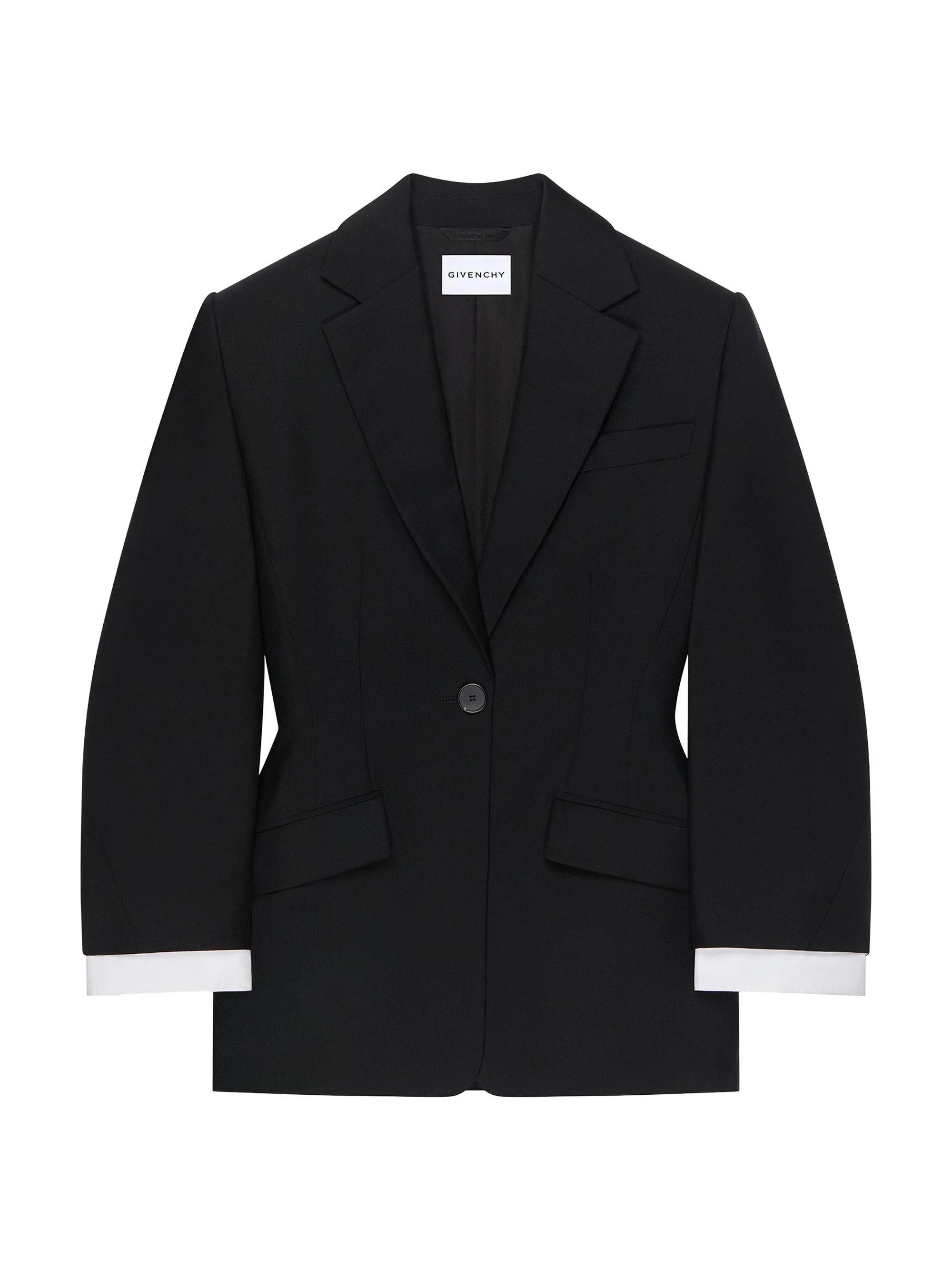 Women's Single-Breasted Cocoon Blazer in Wool and Mohair - Black - 1