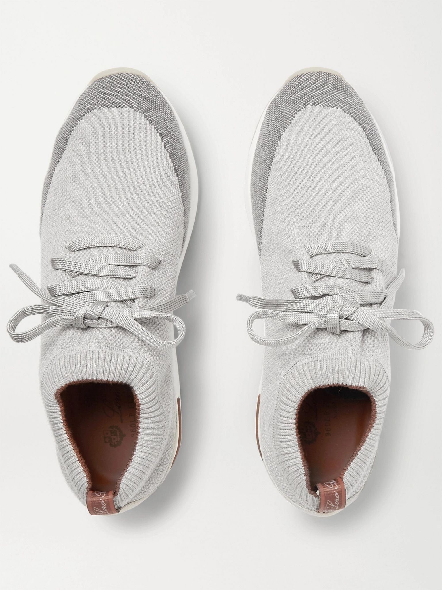 360 Flexy Walk Leather-Trimmed Knitted Wool Sneakers Light gray - 7