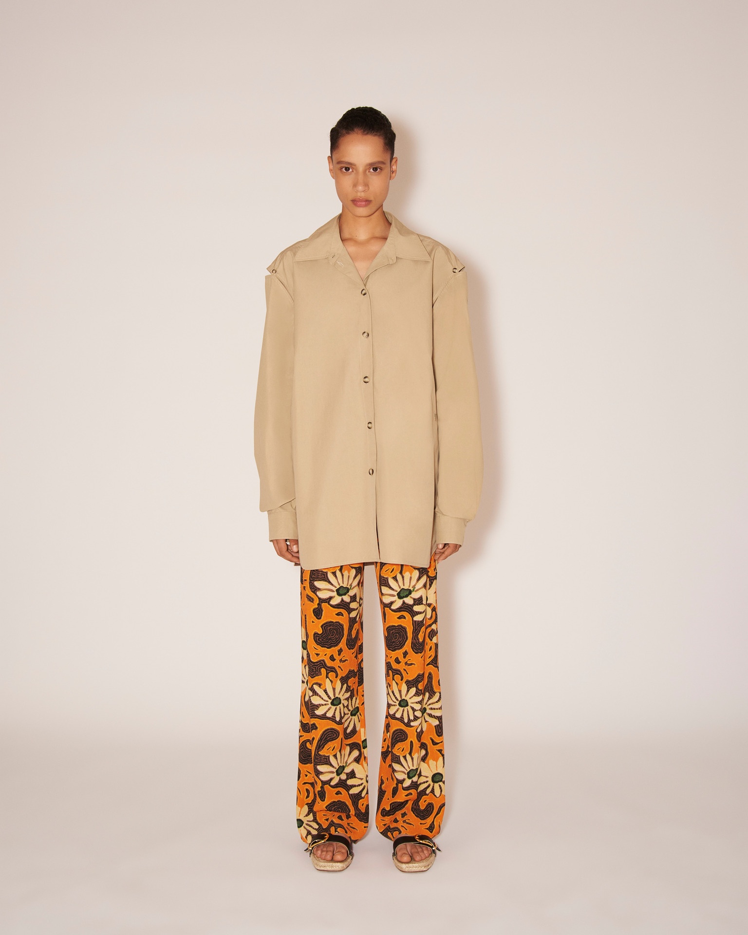 YARELI - Crepe-viscose floral pants - Orange - 2
