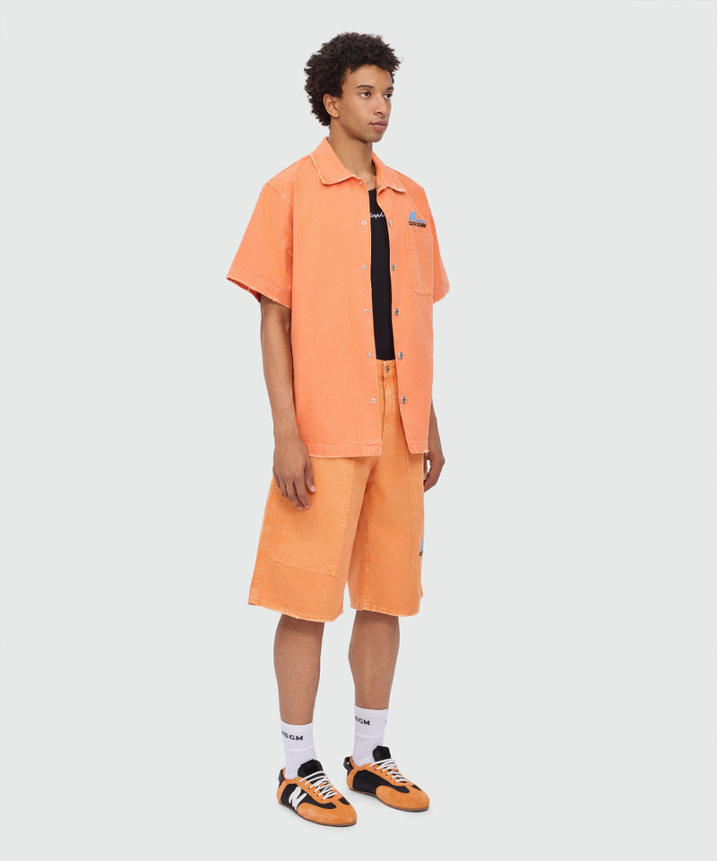 Orange cotton canvas Bermuda shorts with enzyme wash 4