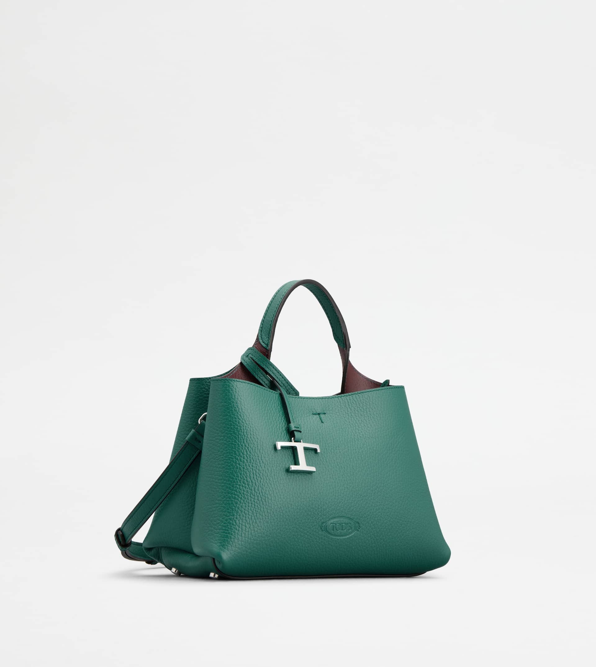 BAG IN LEATHER MICRO - BURGUNDY, GREEN - 2