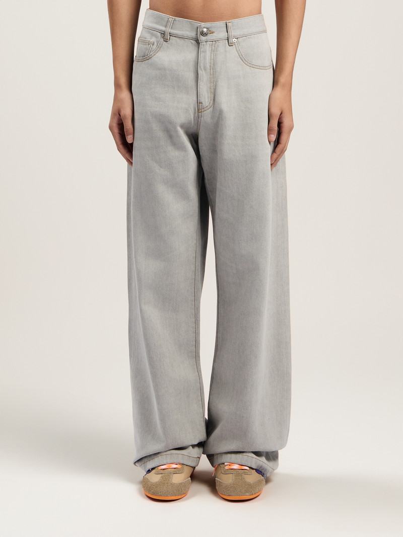 Curved Logo Loose Denim Pants - 1