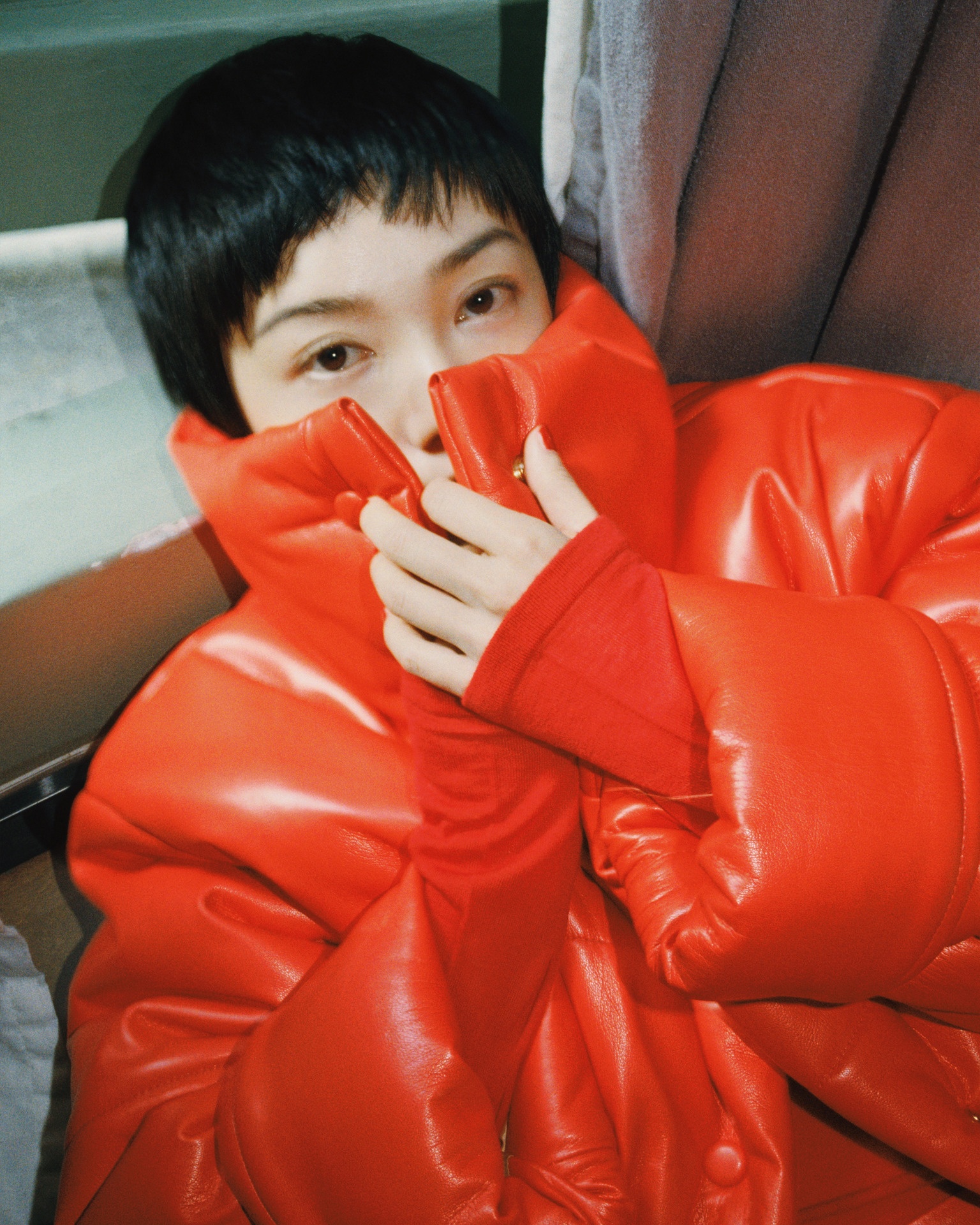 HIDE - Vegan leather puffer coat - Red - 2