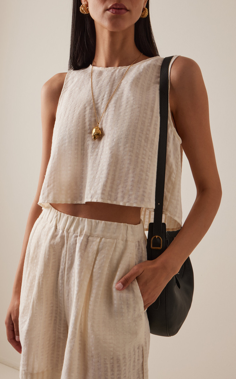 ASCENO The Kobe Cotton-Linen Top white outlook