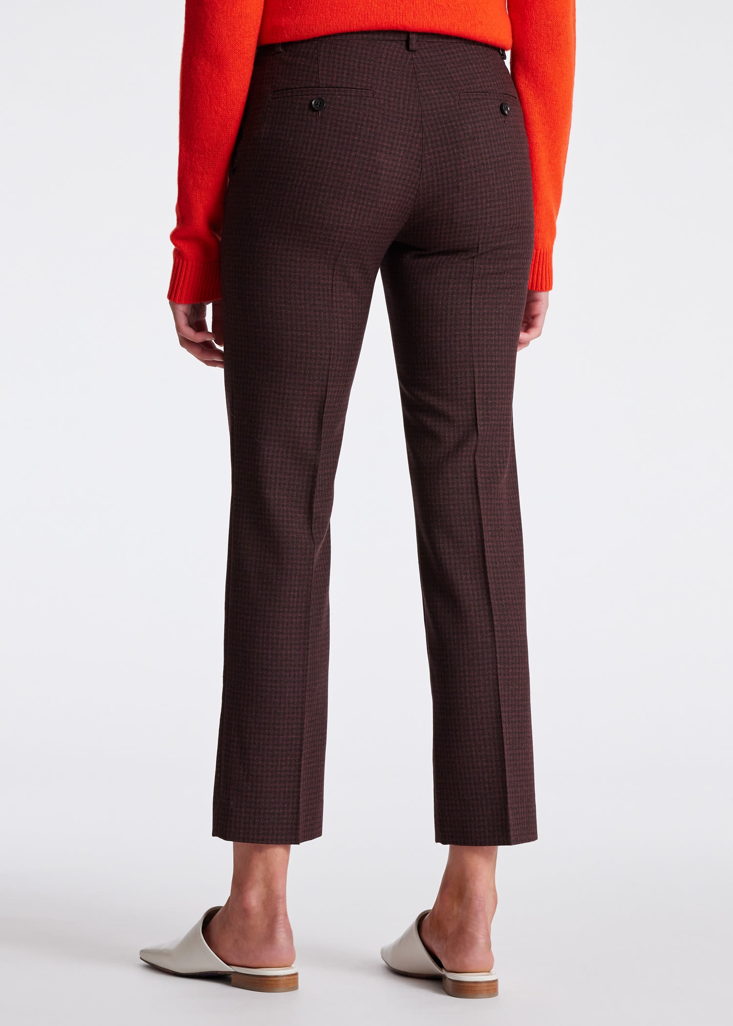 Slim-Fit Micro Check Wool Pants - 6