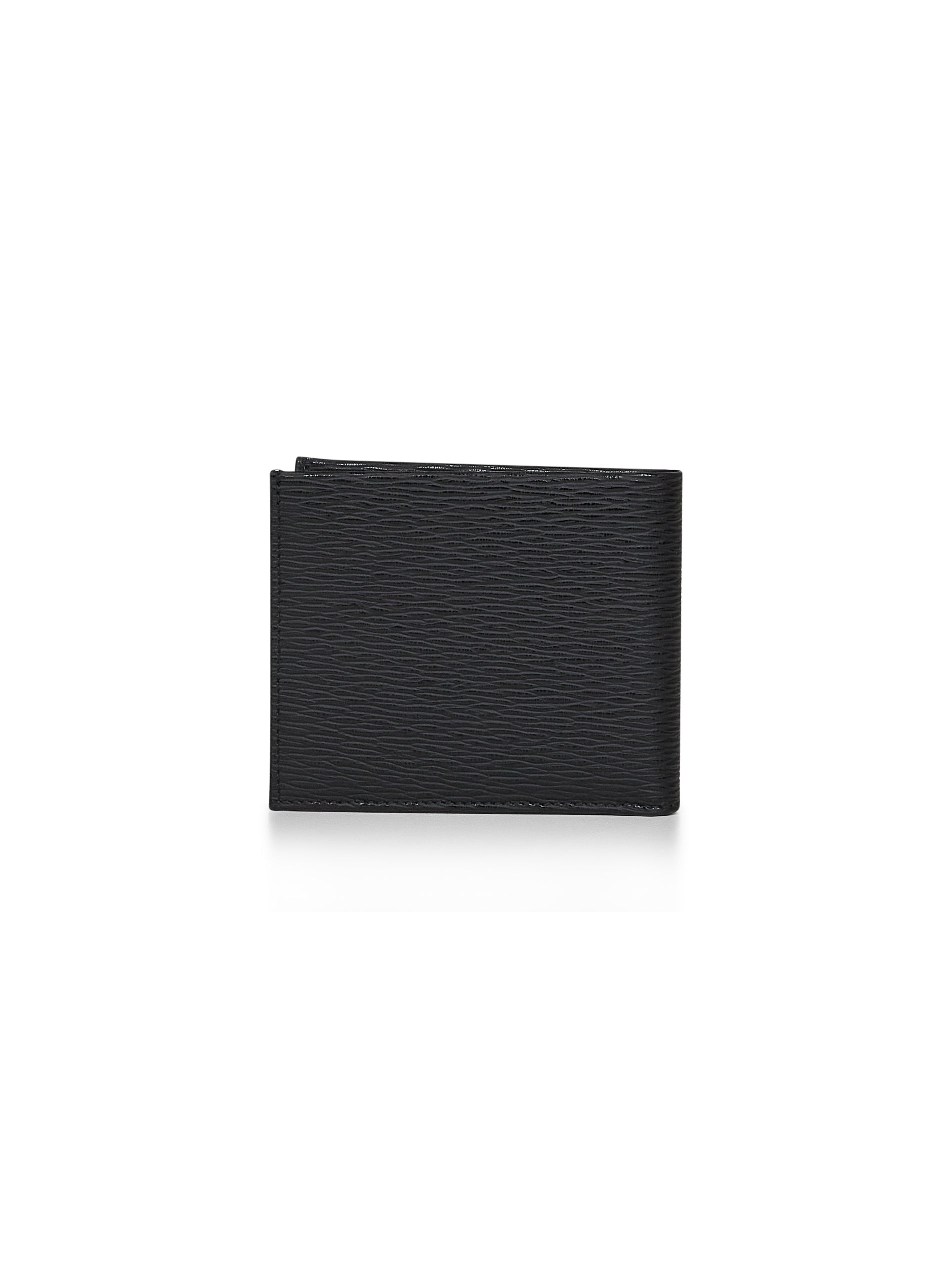 Ferragamo Men Black Hammered Calfskin Gancini Wallet - 3