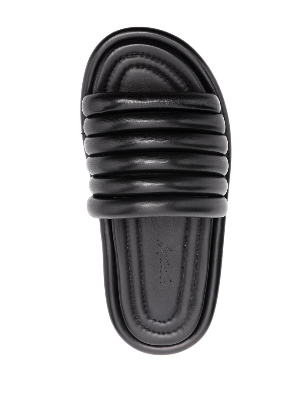 ribbed leather slides - 4