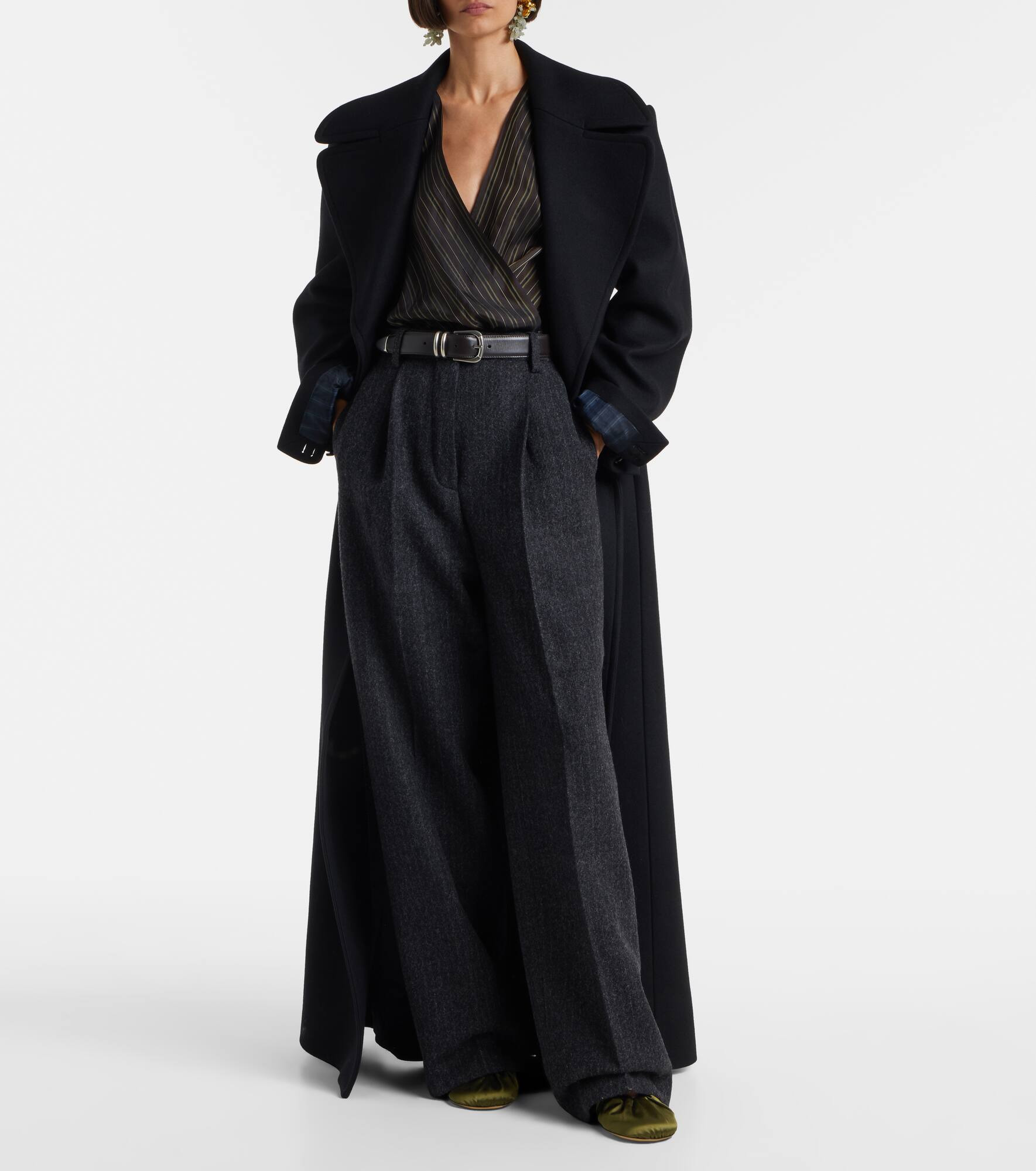 Pinstriped wool wide-leg pants - 2
