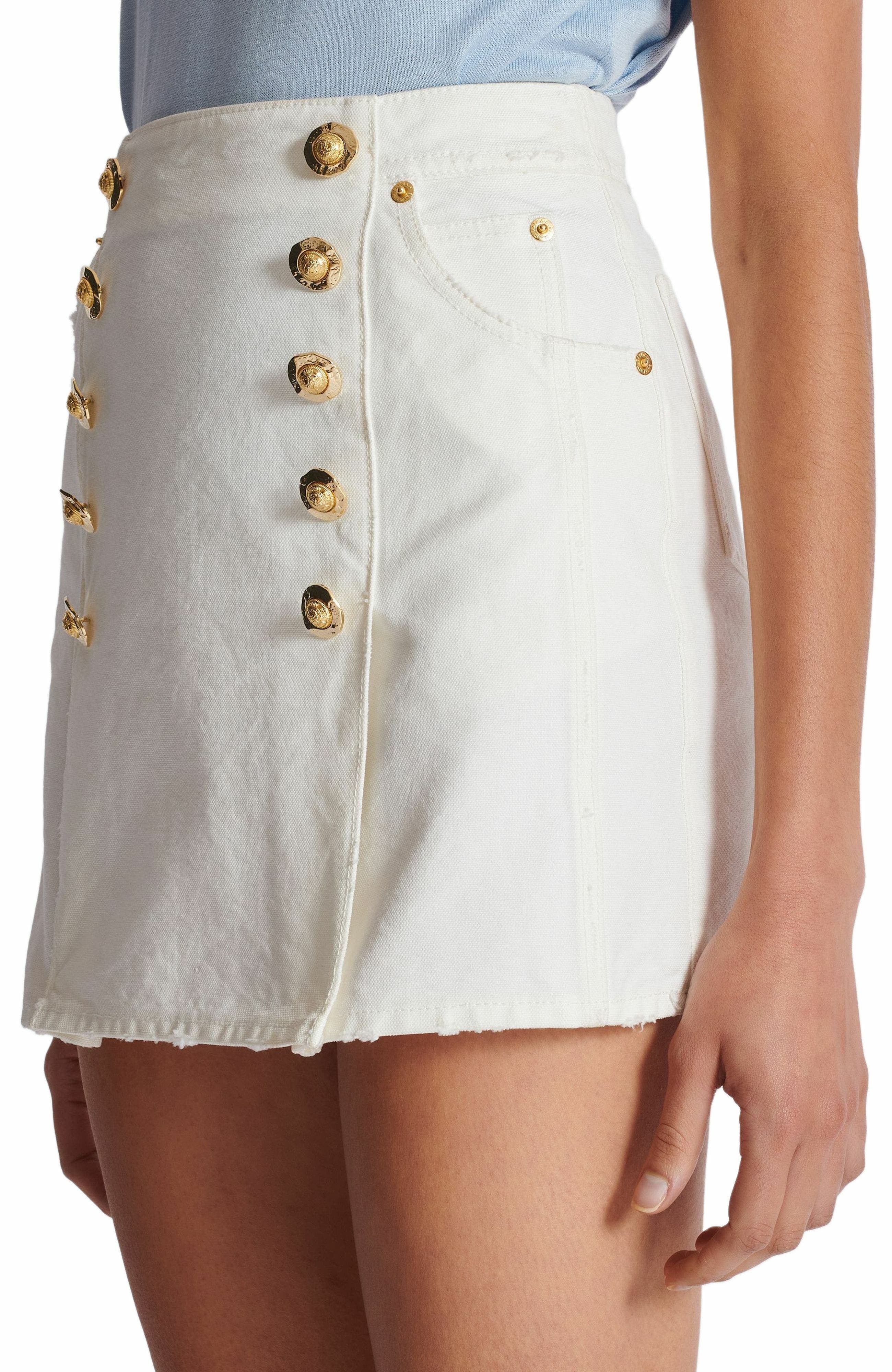 Balmain Short cotton canvas skirt in White at Nordstrom - 7