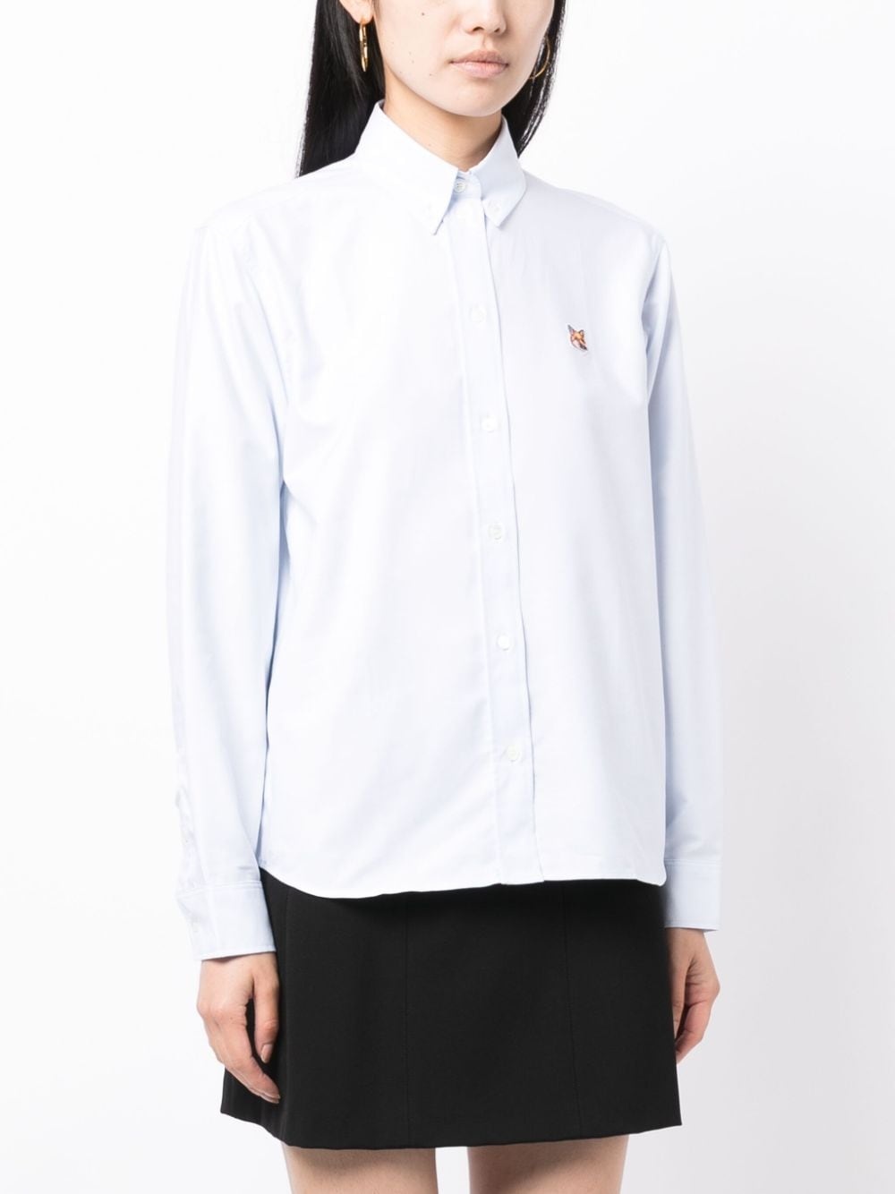 fox-patch cotton shirt - 3