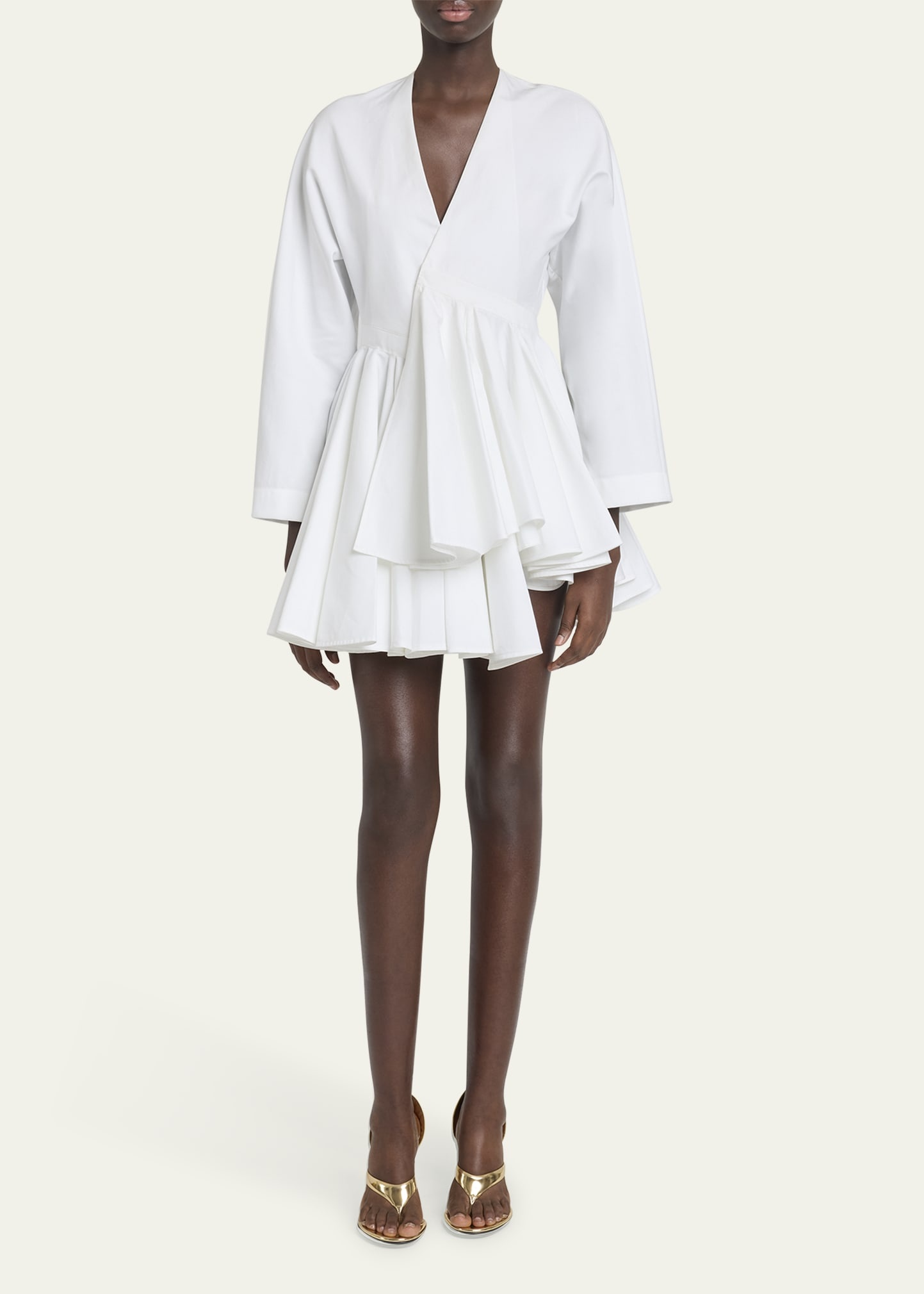 V-Neck Asymmetric Mini Shirtdress - 2