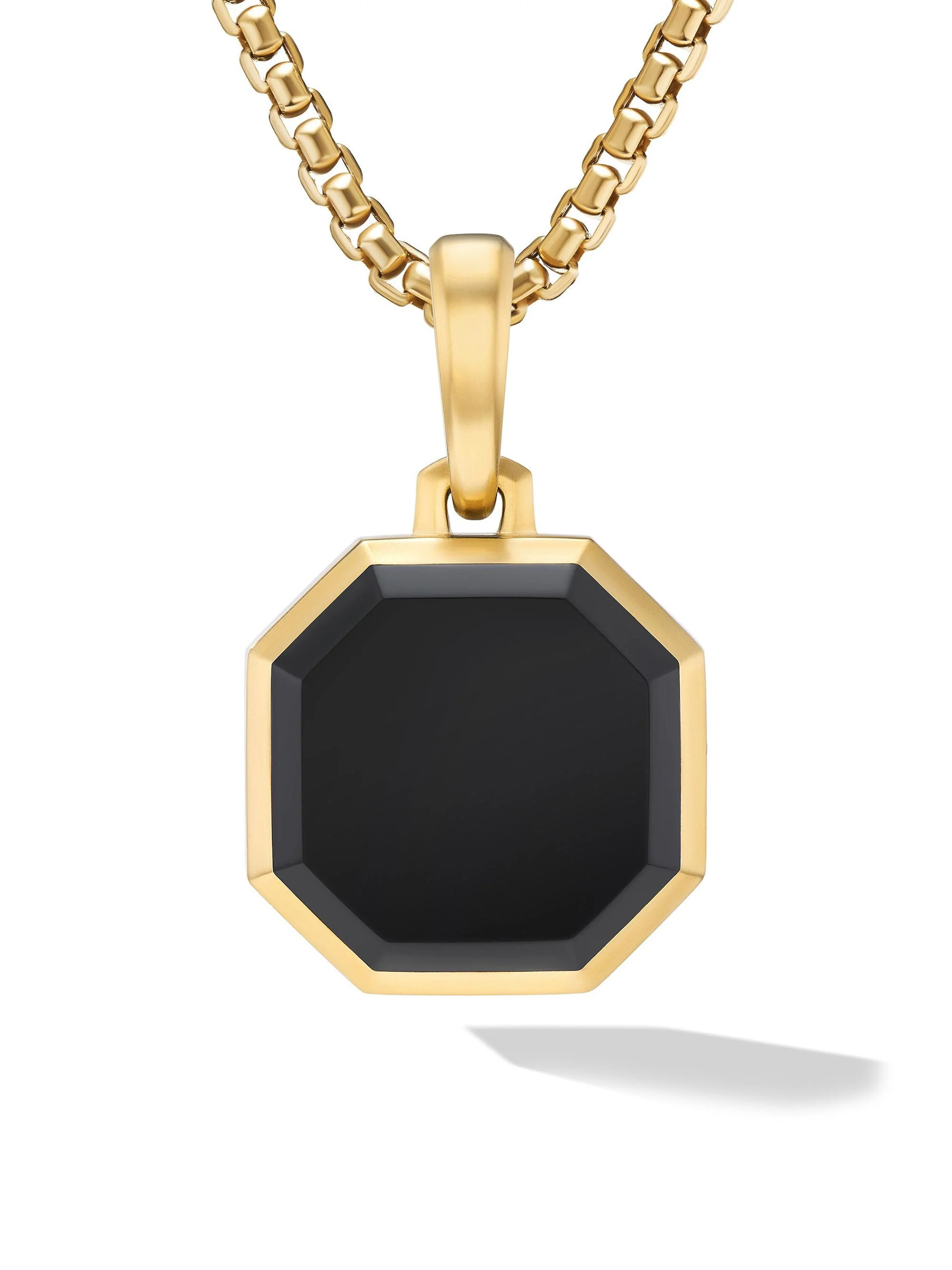 Men's Faceted Stone Amulet in 18K Yellow Gold - Black Onyx - 1
