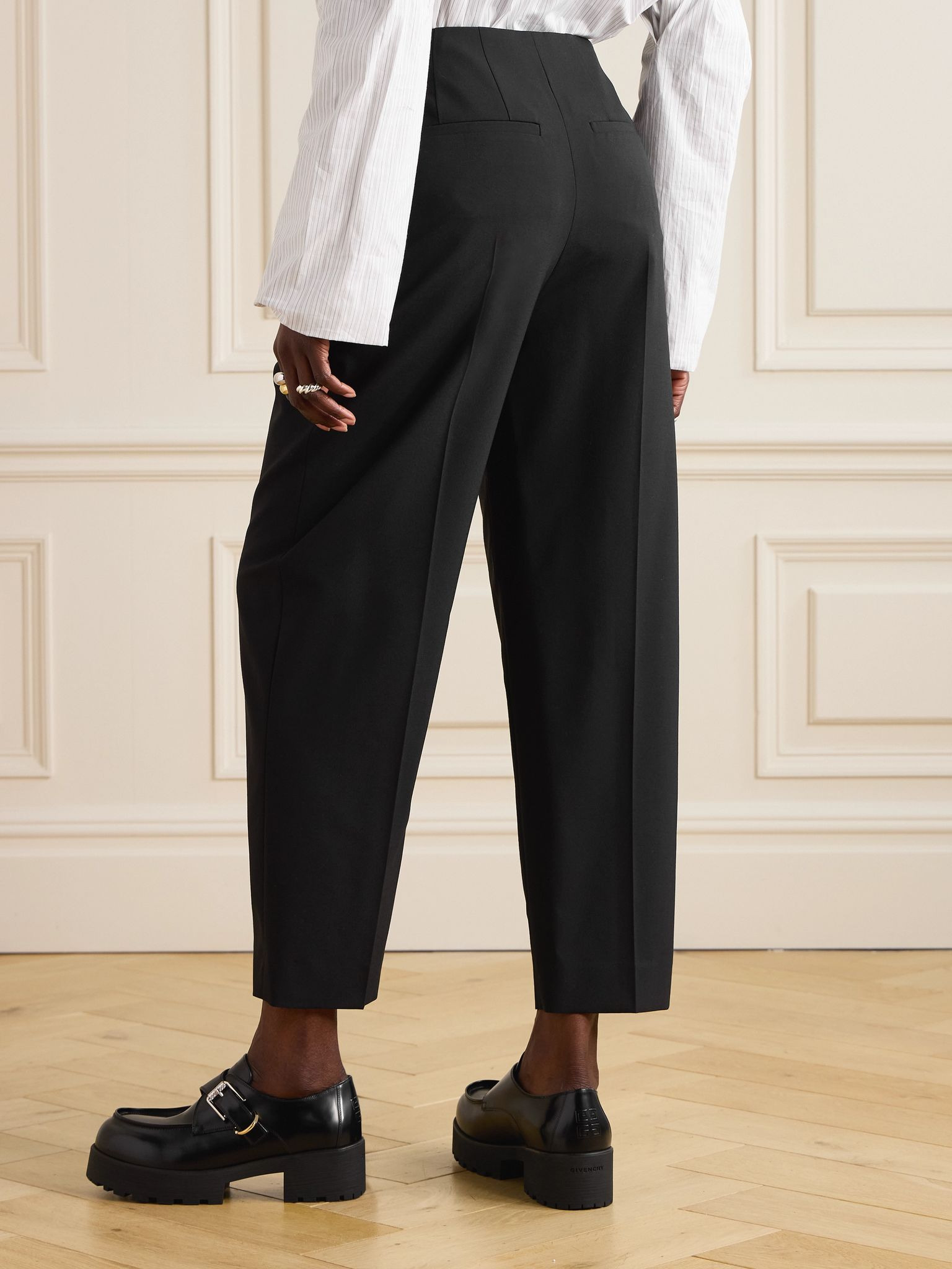 Woven straight-leg pants Black - 4