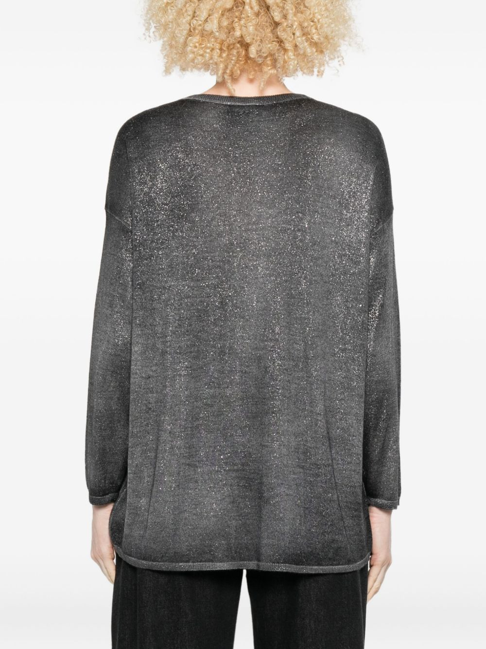 glitter-detailed round-neck sweater - 4