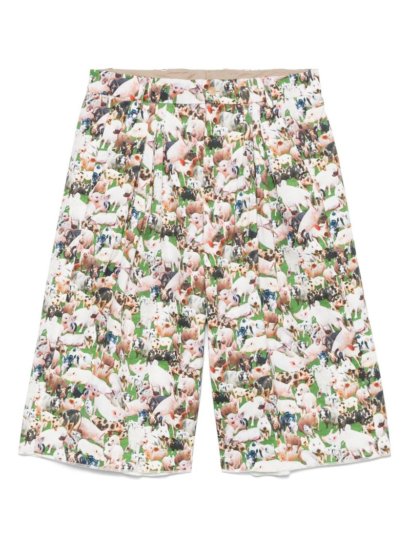 pigs-print pleated shorts 1
