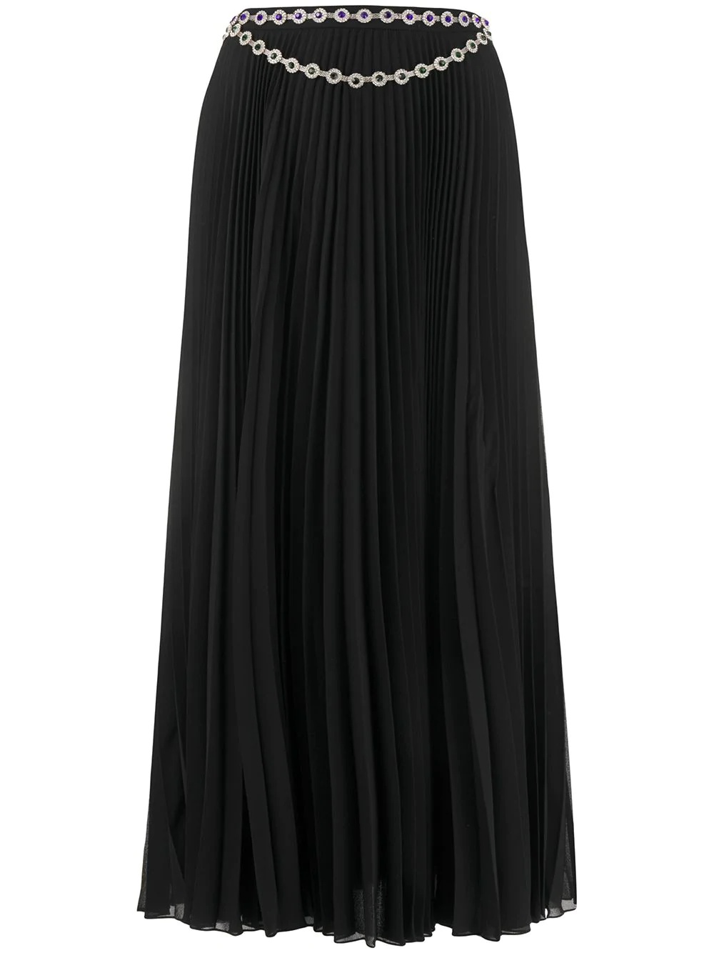 long crystal-embellished pleated skirt - 1