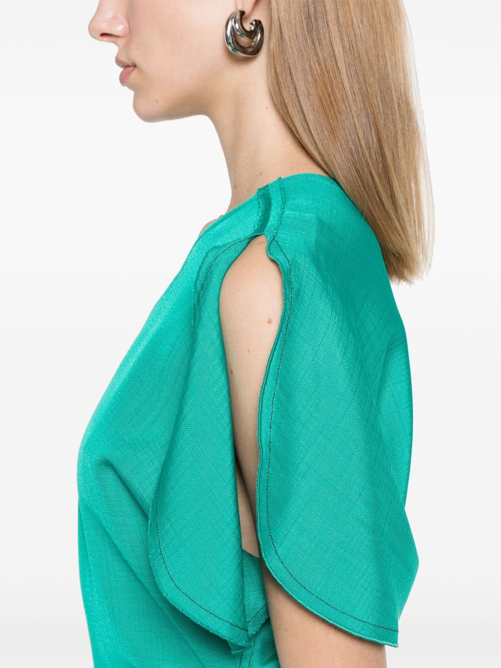 gathered-detail midi dress - 5