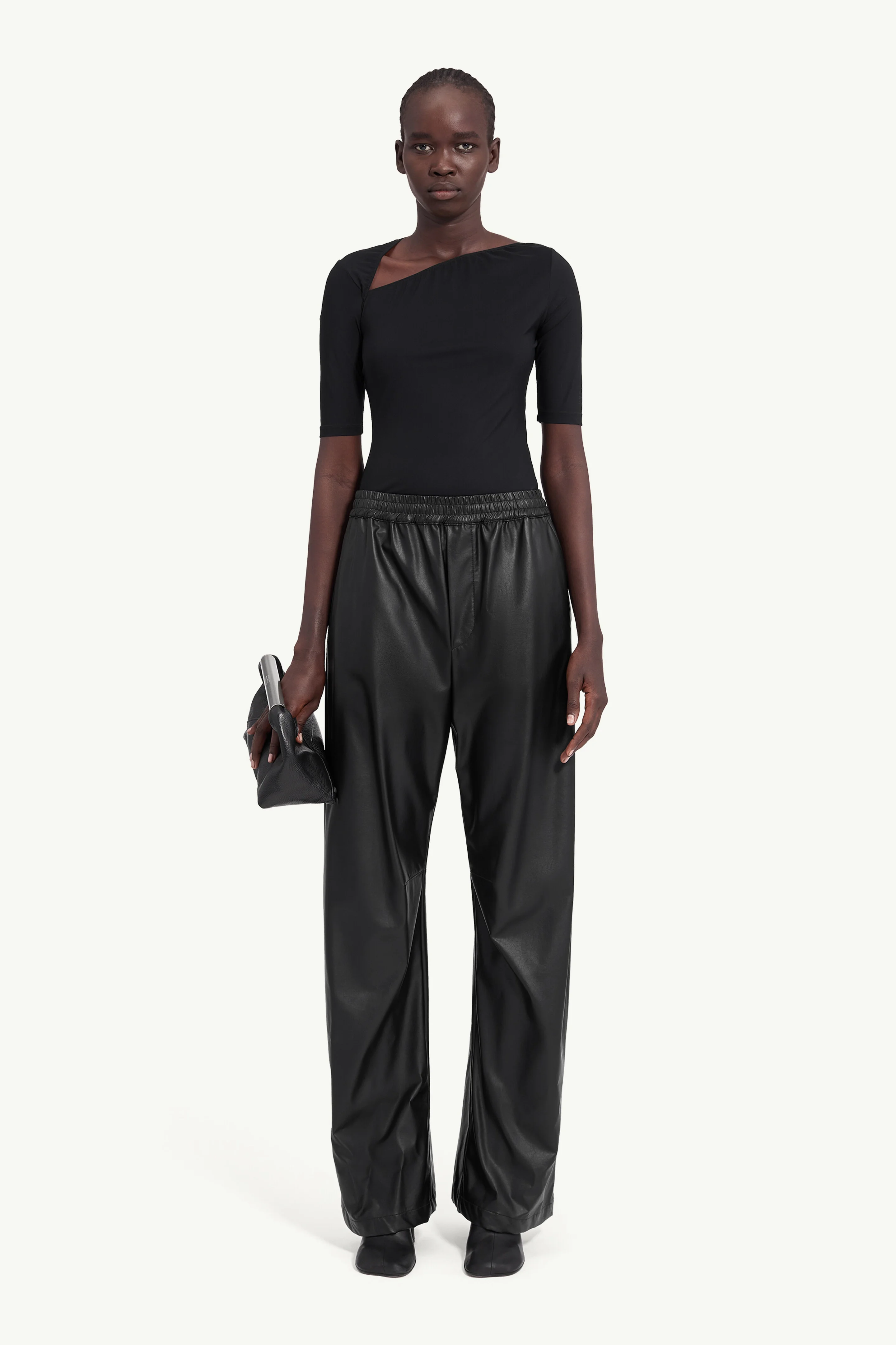Light pleather wide-leg trousers - 1