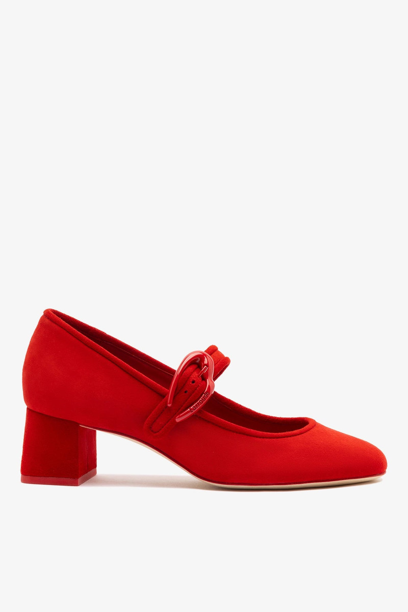 Verona Block Pump In Scarlet Suede 1