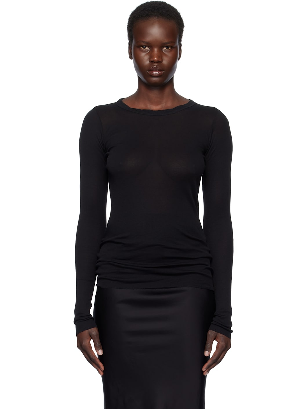 Black Hollywood Rib LS T-shirt - 1