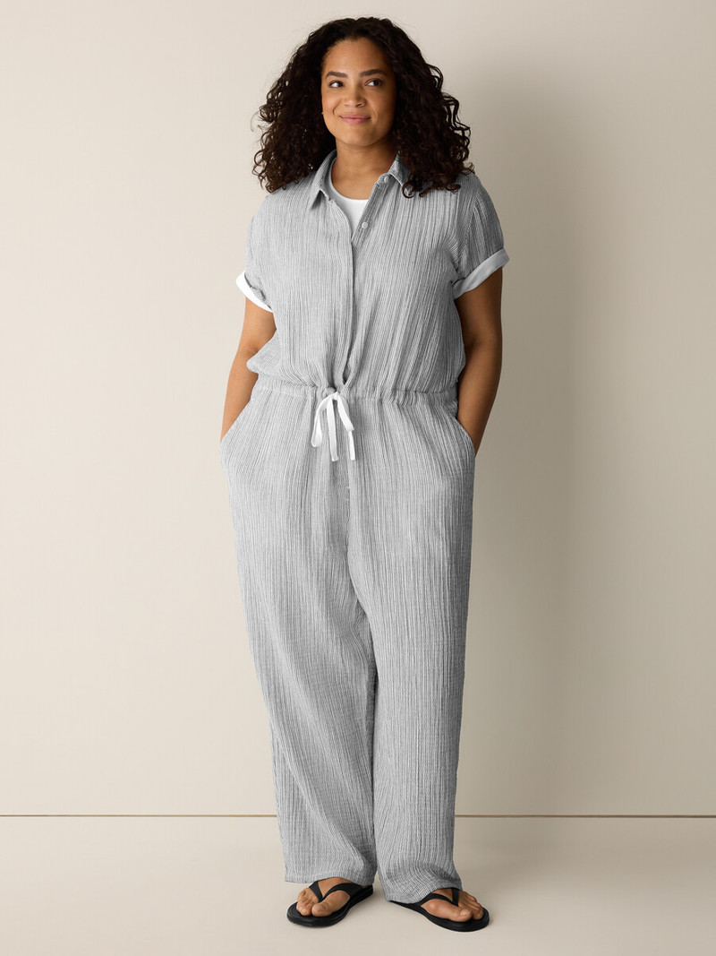 Striped Organic Cotton Gauze Jumpsuit 6