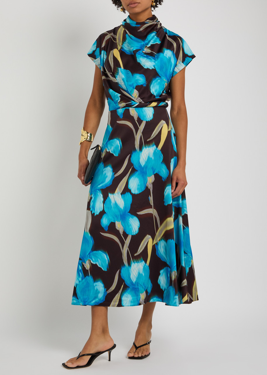 Rebecca Vallance Ingrid Floral-print Moiré Midi Dress - 4