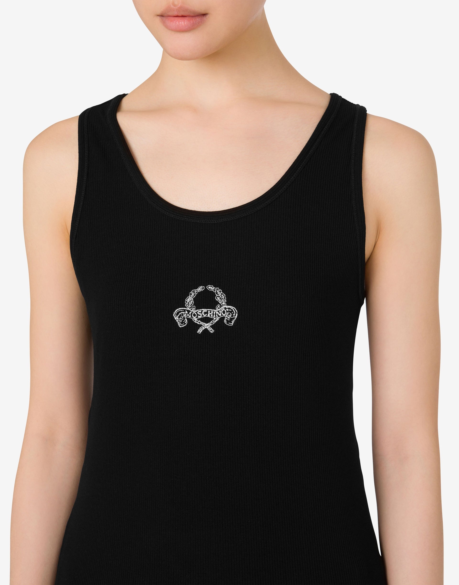 STRETCH COTTON TANK TOP LAUREL CROWN LOGO - 3