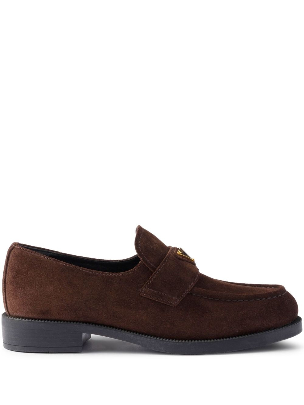 suede triangle-logo loafers - 1
