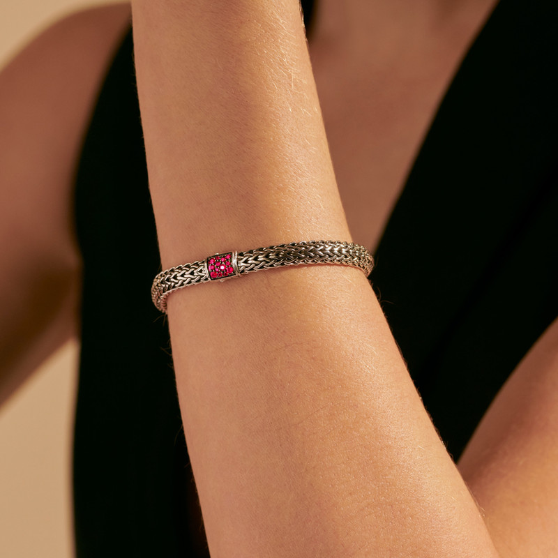 Icon Bracelet, Sterling Silver, Reversible Gemstones, 6.5MM 6