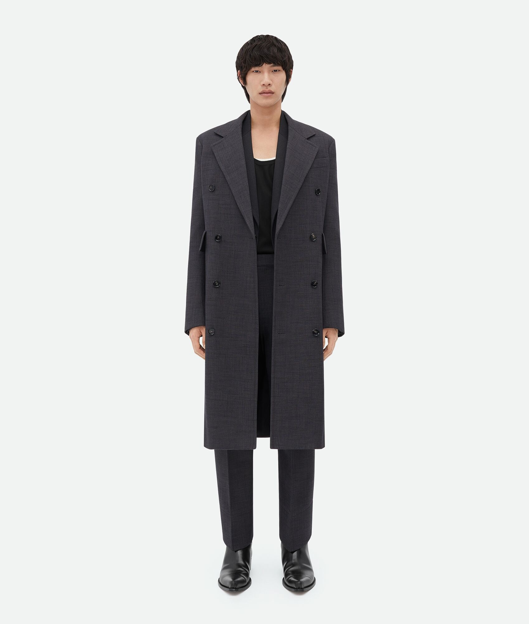 Curved Sleeves Wool Coat - 1