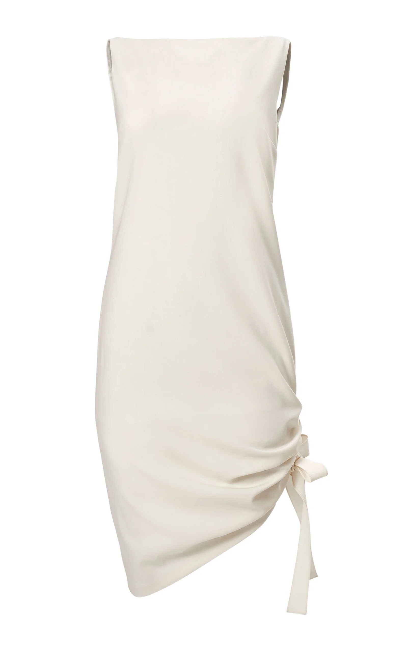 Tie-Detailed Bi-Stretch Wool Tailored Dress ivory - 1
