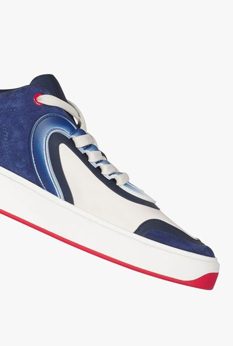 Balmain HIGH SUMMER CAPSULE - Blue and white calfskin and suede B-Skate sneakers outlook