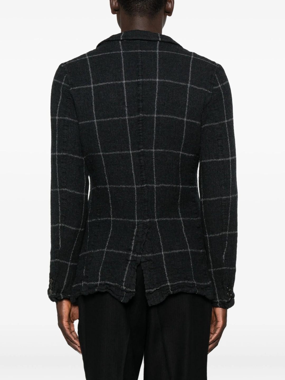 Wool Windowpane Check Jacket - 4