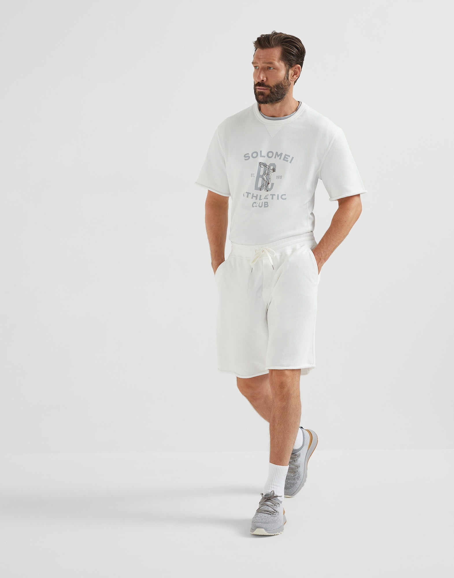 Cotton smooth French terry short sleeve sweatshirt with print - 5