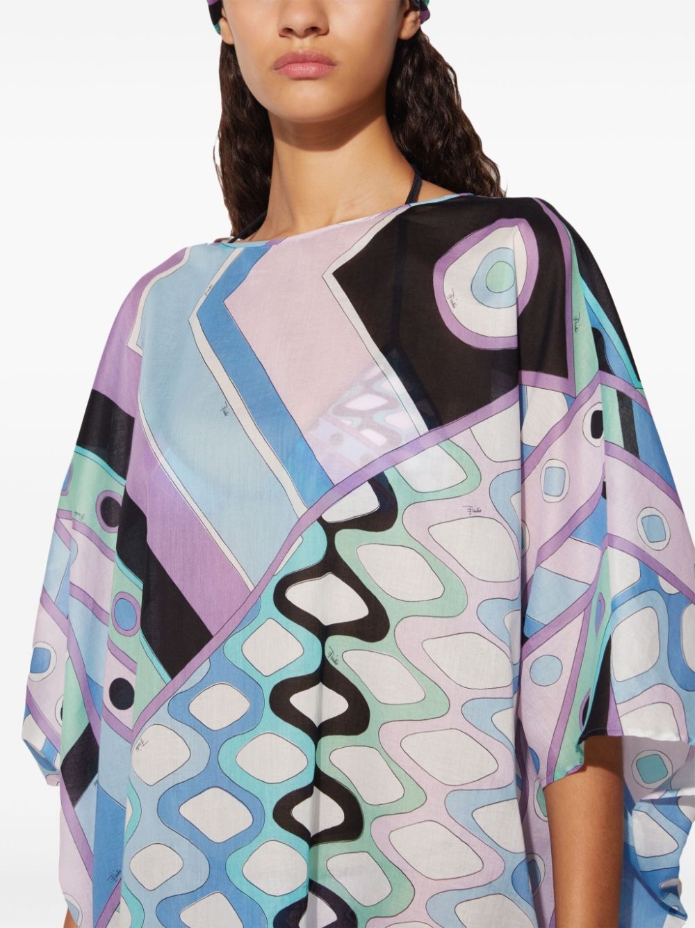 Vivara-print kaftan minidress - 5