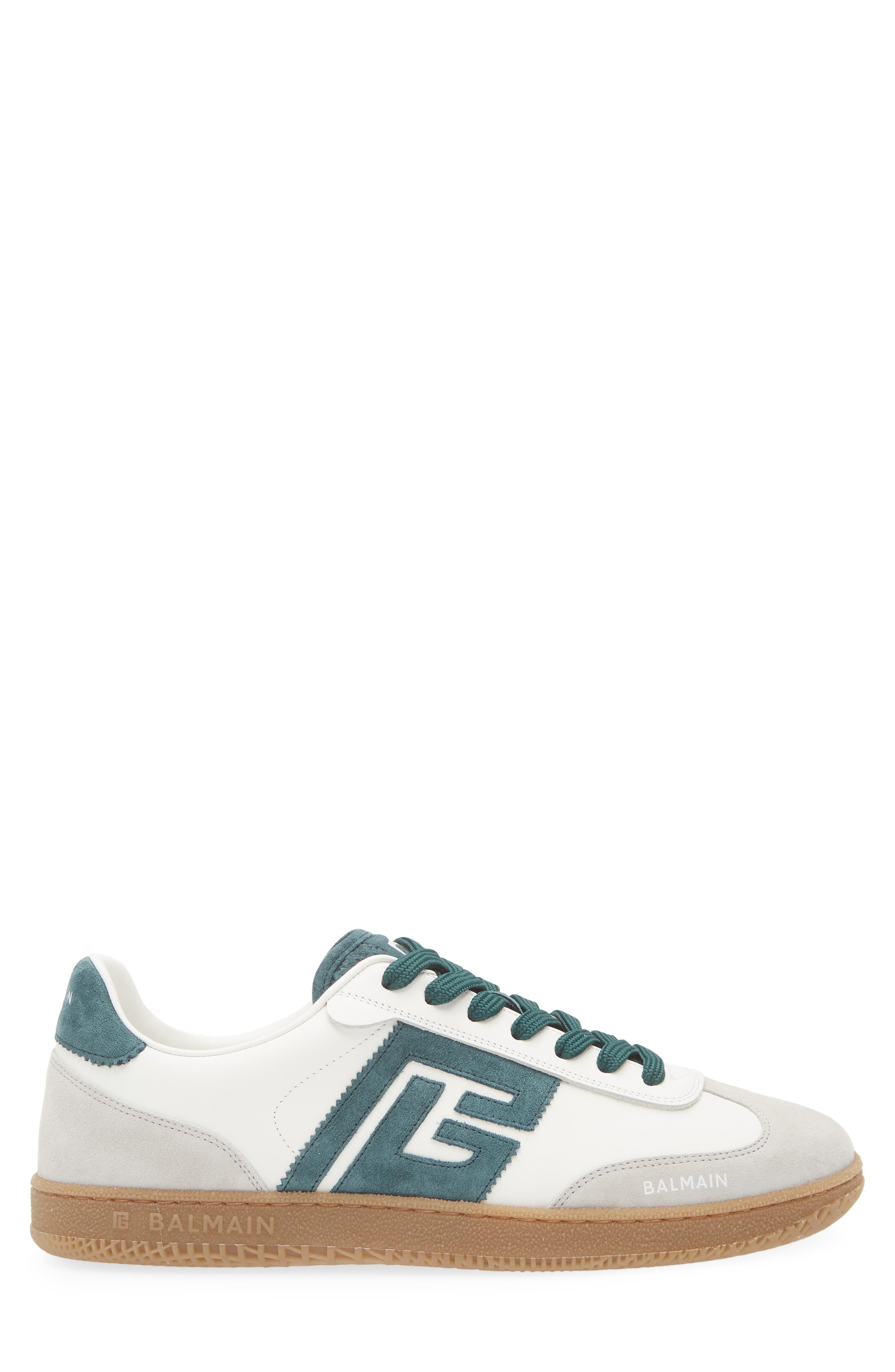 Balmain Swan Low Top Sneaker in Emerald/White at Nordstrom - 3
