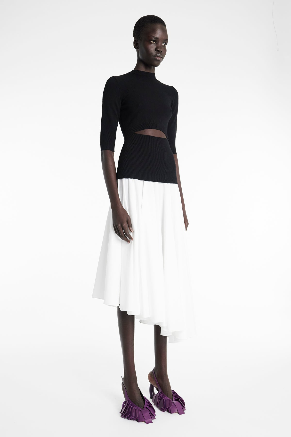 KNIT TOP DRESS BLACK WHITE - 2