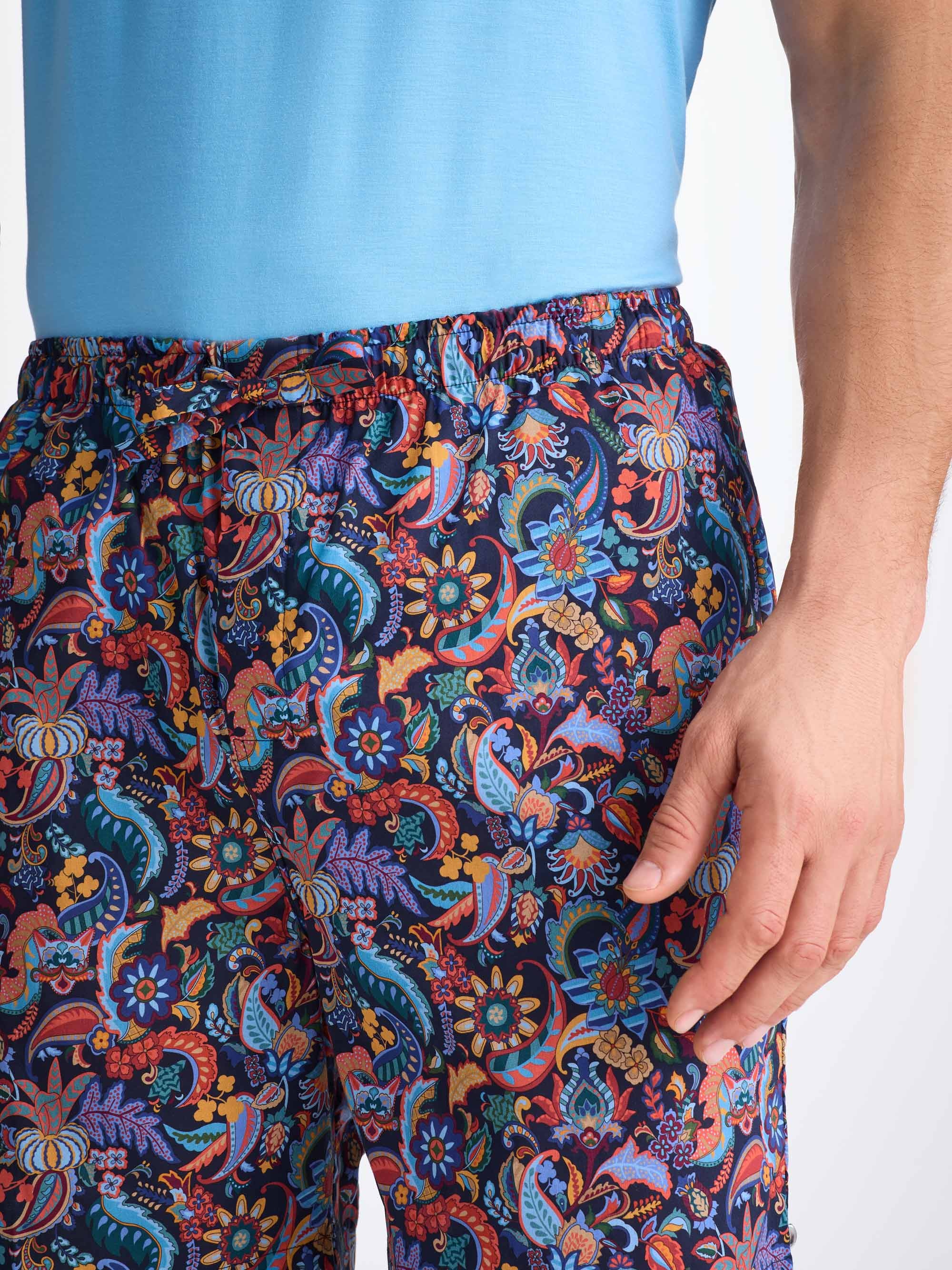 Men's Lounge Shorts Cotton Batiste Multi Jungle Paisley Print - 5